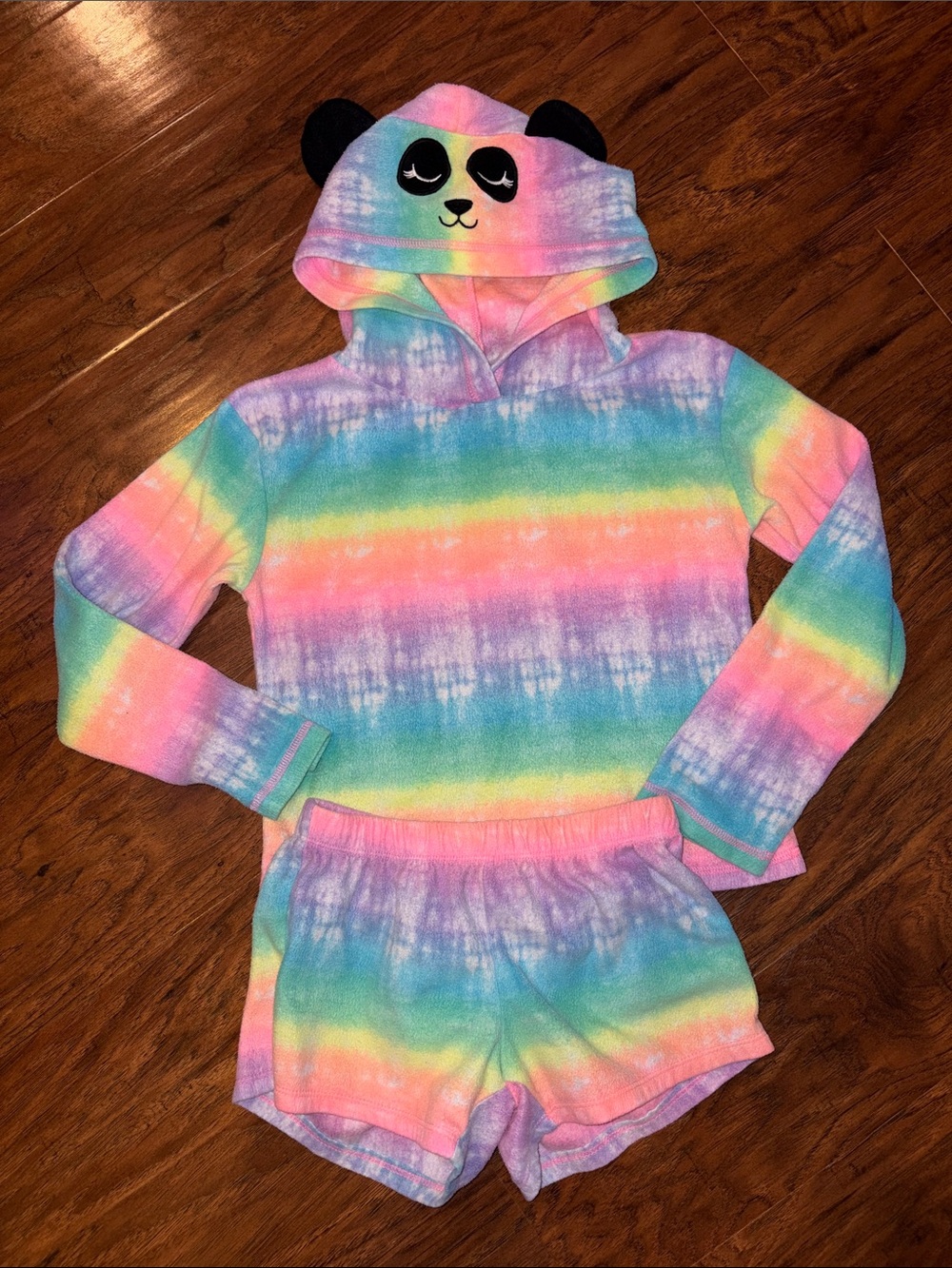 Panda Hooded Rainbow Tie-Dye Lounge Set Sonoma Youth S